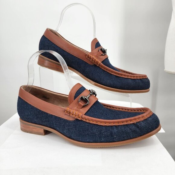 BESPOKE‎ Designed by Ravi Custom Denim Horse Bit Loafers Shoes NWOB 9ish main image 13